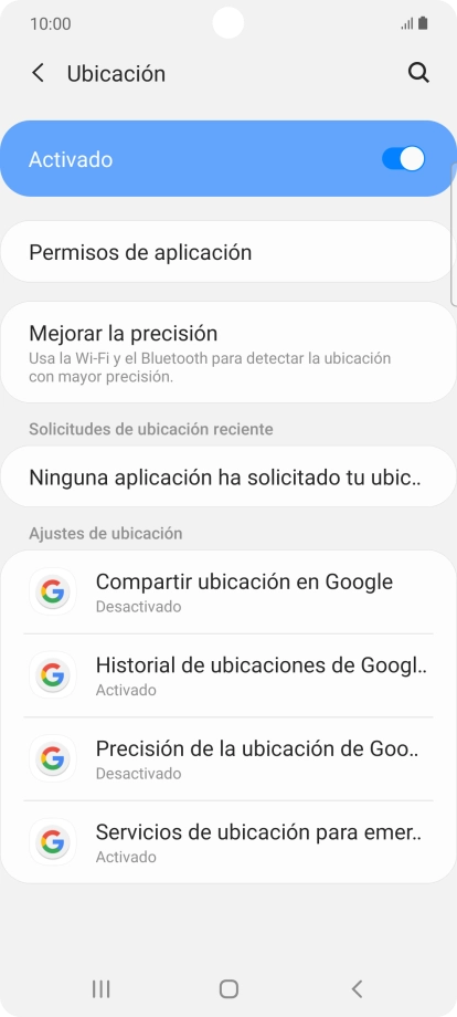 Pulsa Permisos de aplicación. Pulsa Permisos de aplicación.