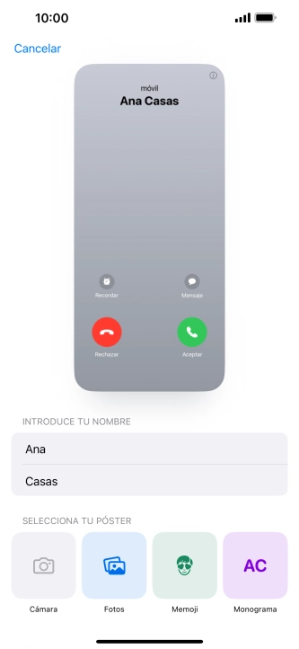 Pulsa una categoría y sigue las indicaciones de la pantalla para seleccionar y configurar la imagen o fotografía deseada para tu póster de contacto. Pulsa una categoría y sigue las indicaciones de la pantalla para seleccionar y configurar la imagen o fotografía deseada para tu póster de contacto.