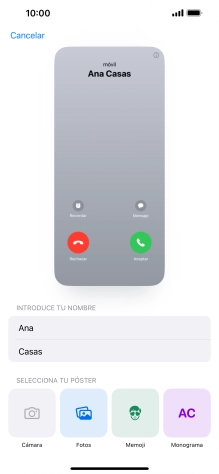 Pulsa una categoría y sigue las indicaciones de la pantalla para seleccionar y configurar la imagen o fotografía deseada para tu póster de contacto. Pulsa una categoría y sigue las indicaciones de la pantalla para seleccionar y configurar la imagen o fotografía deseada para tu póster de contacto.