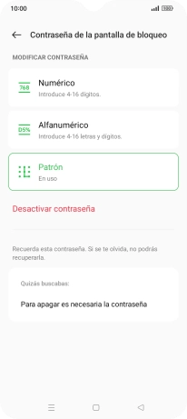 Pulsa Desactivar contraseña. Pulsa Desactivar contraseña.