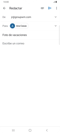Pulsa en el campo de escritura y escribe el texto del correo electrónico. Pulsa en el campo de escritura y escribe el texto del correo electrónico.