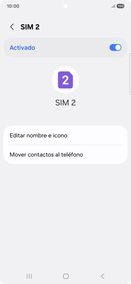 Pulsa el indicador para activar o desactivar el uso de la línea móvil (SIM). Pulsa el indicador para activar o desactivar el uso de la línea móvil (SIM).