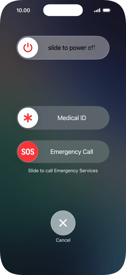 Press and drag the power off icon right. Press and drag the power off icon right.