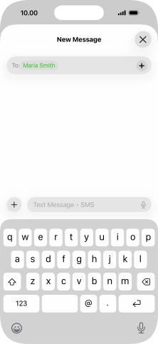 Press the text input field and write the text for your text message. Press the text input field and write the text for your text message.