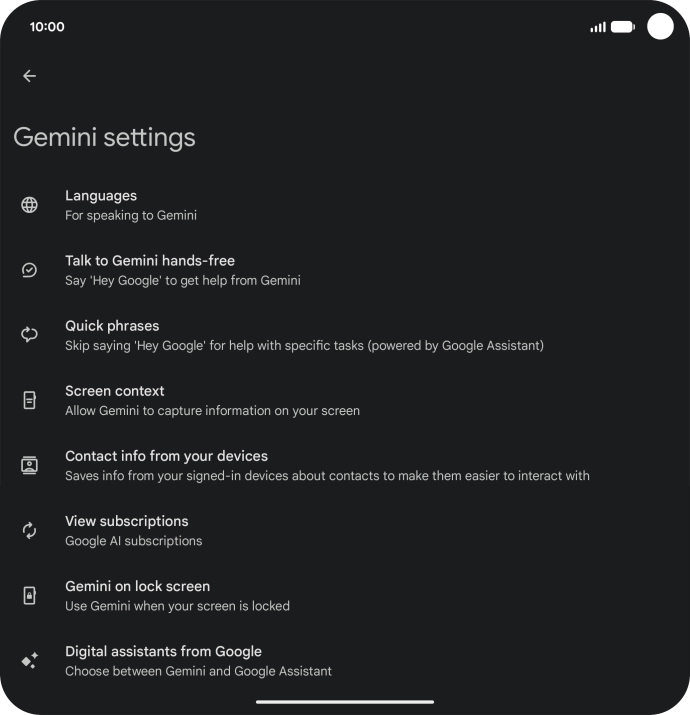 Press Digital assistants from Google. Press Digital assistants from Google.