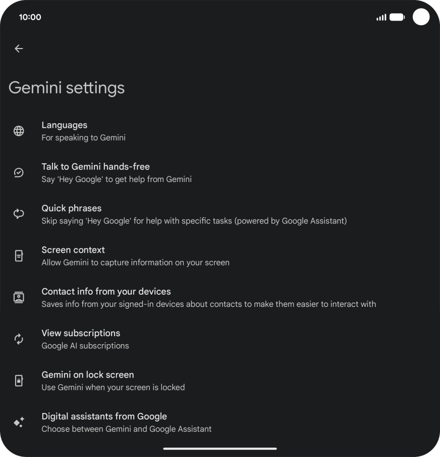 Press Digital assistants from Google. Press Digital assistants from Google.