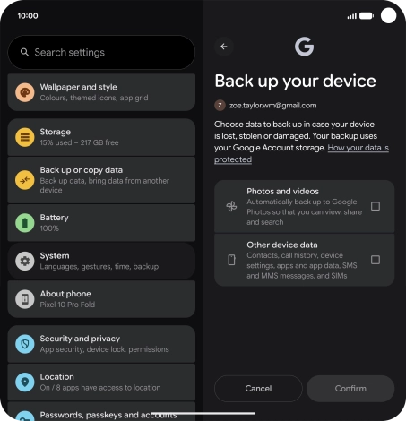 Press the fields next to the required data types to select them. Press the fields next to the required data types to select them.