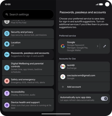 Press the required email account. Press the required email account.