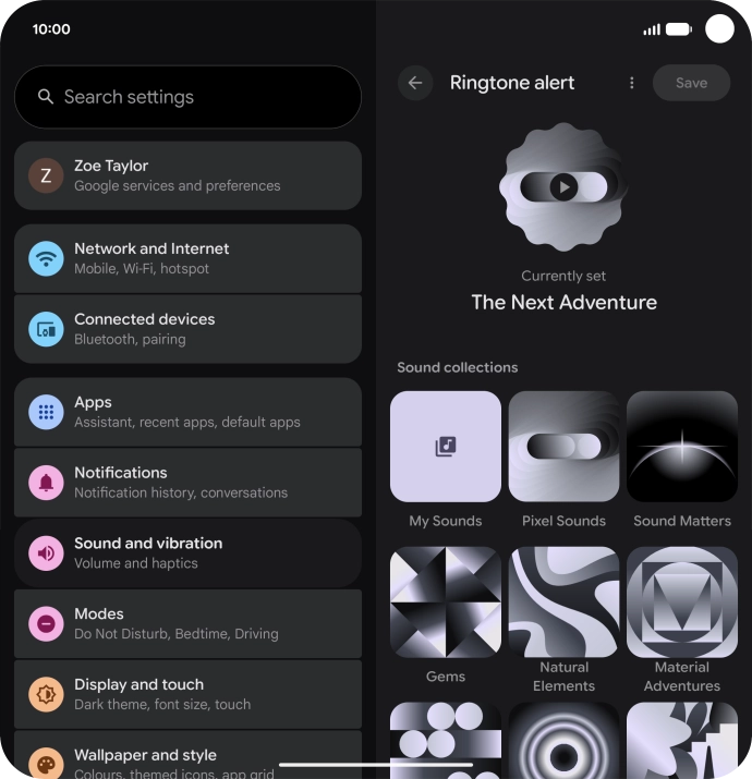 Press the required category. Press the required category.