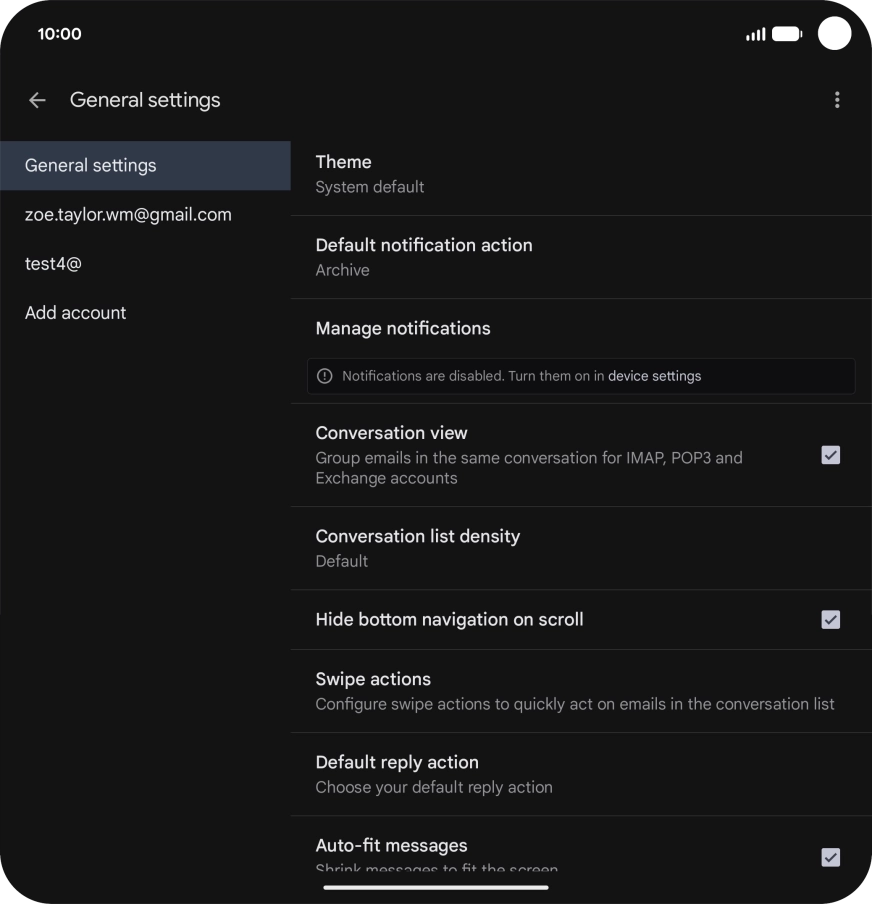 Press the required email account. Press the required email account.