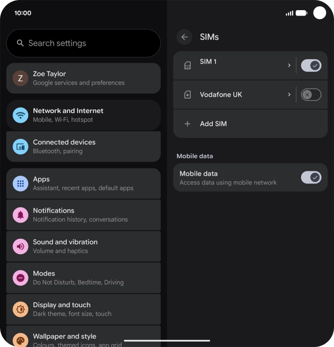 Press the required eSIM. Press the required eSIM.
