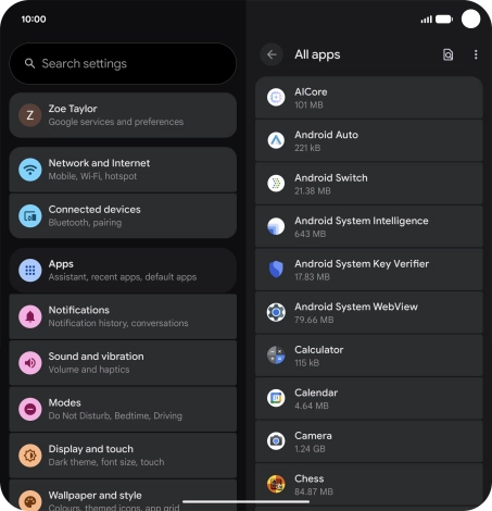 Press the required app. Press the required app.