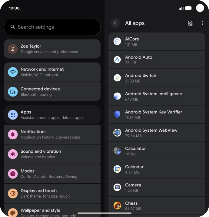 Press the required app. Press the required app.