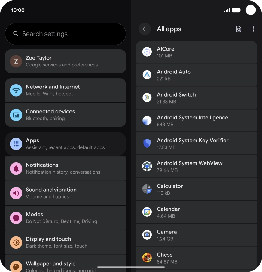 Press the required app. Press the required app.