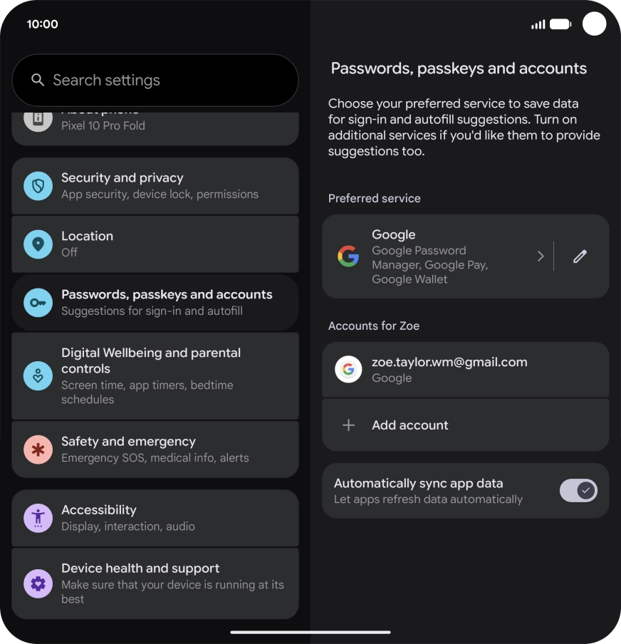 Press Add account. Press Add account.
