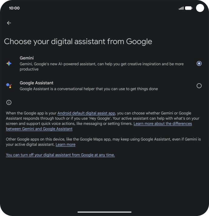 Press the required voice control assistant. Press the required voice control assistant.