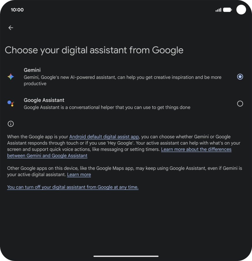 Press the required voice control assistant. Press the required voice control assistant.