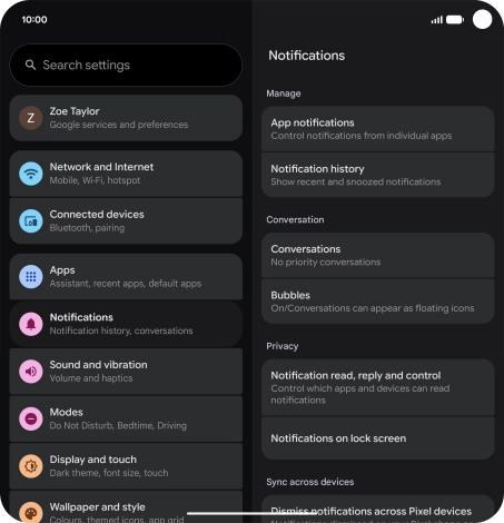 Press App notifications. Press App notifications.