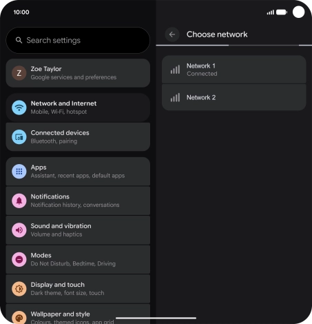 Press the required network. Press the required network.