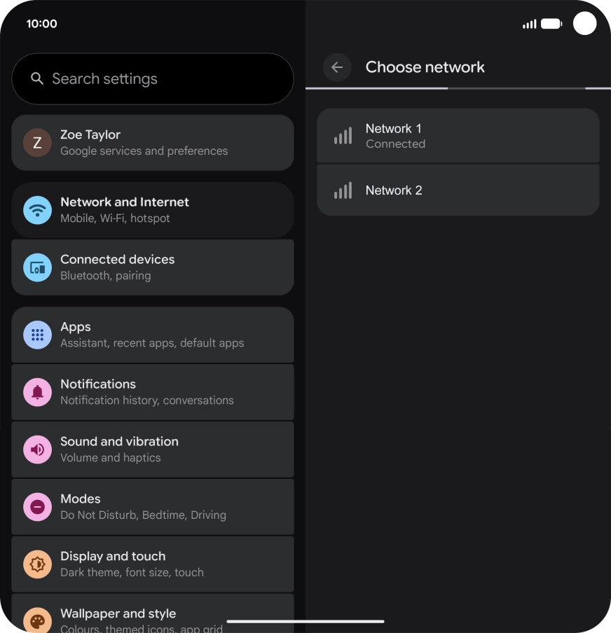 Press the required network. Press the required network.