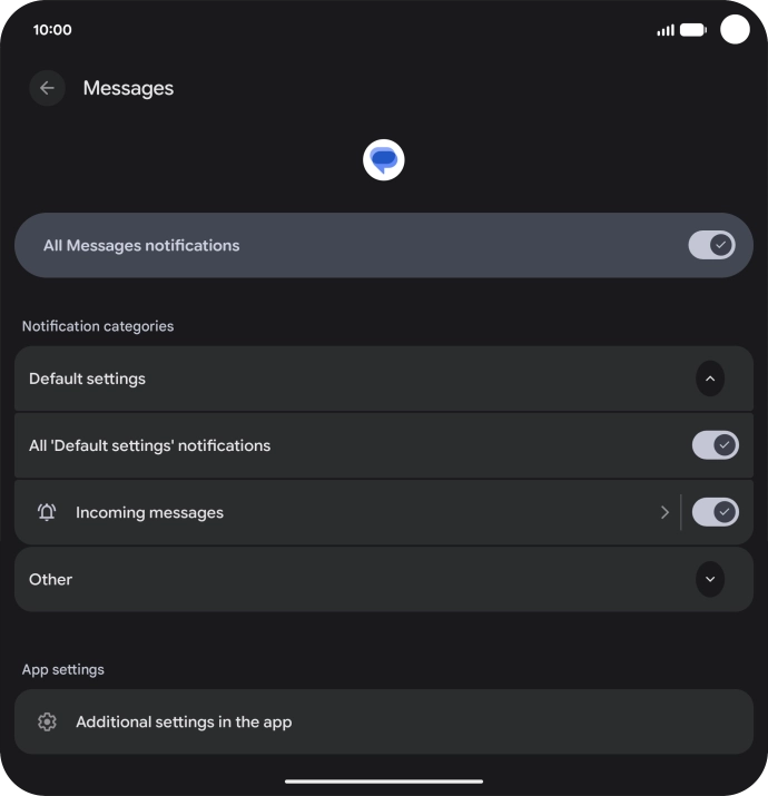 Press Incoming messages. Press Incoming messages.
