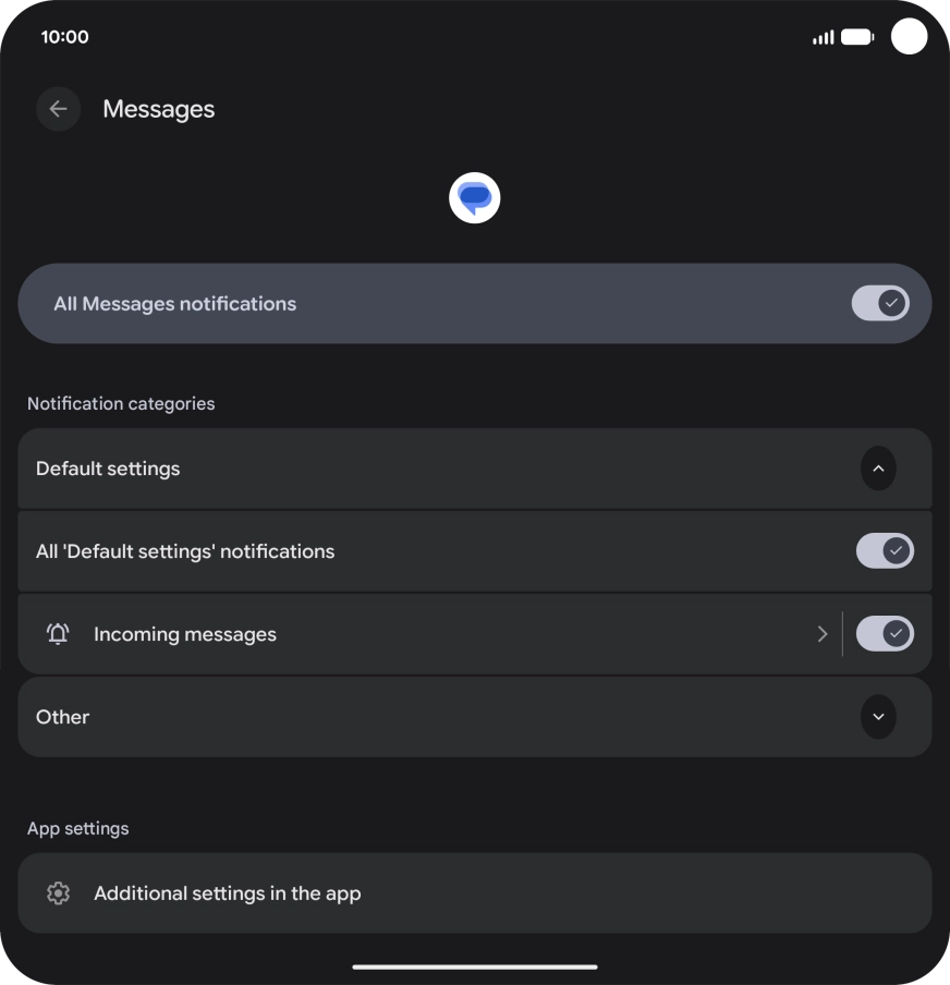 Press Incoming messages. Press Incoming messages.