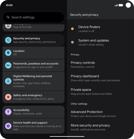 Press Privacy dashboard. Press Privacy dashboard.