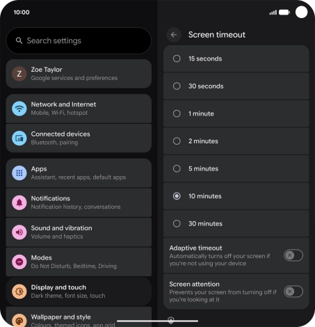 Press the required setting. Press the required setting.