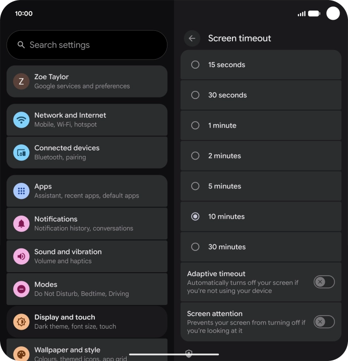 Press the required setting. Press the required setting.