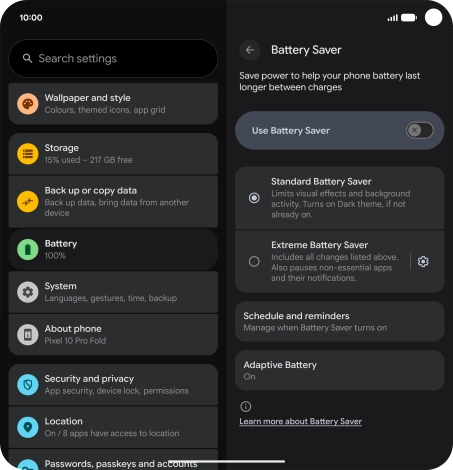 Press the required settings to turn them on or off. Press the required settings to turn them on or off.