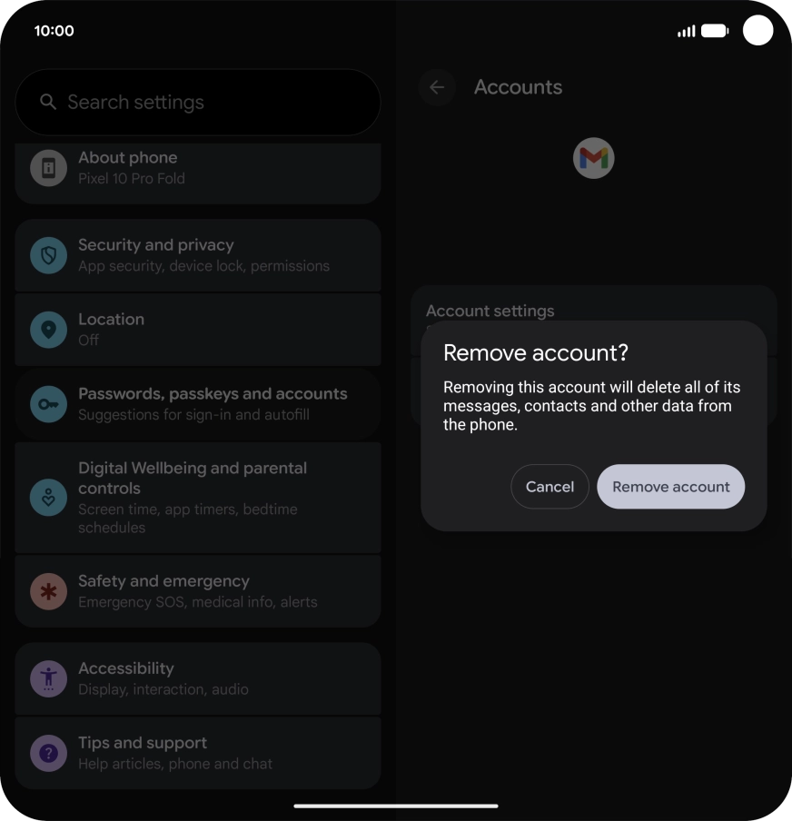 Press Remove account. Press Remove account.