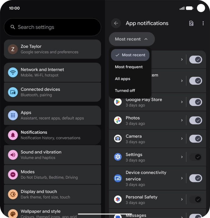 Press the required setting. Press the required setting.