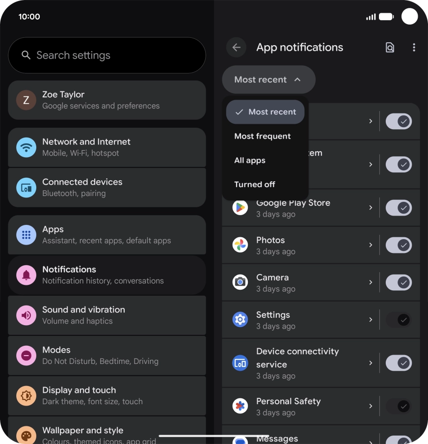Press the required setting. Press the required setting.