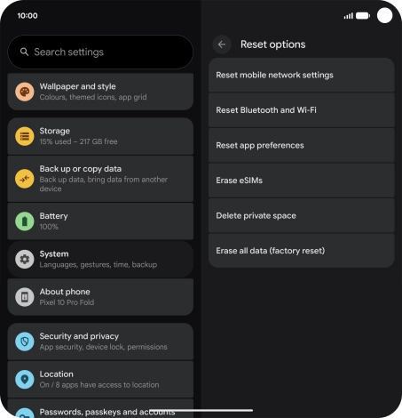 Press Reset mobile network settings. Press Reset mobile network settings.