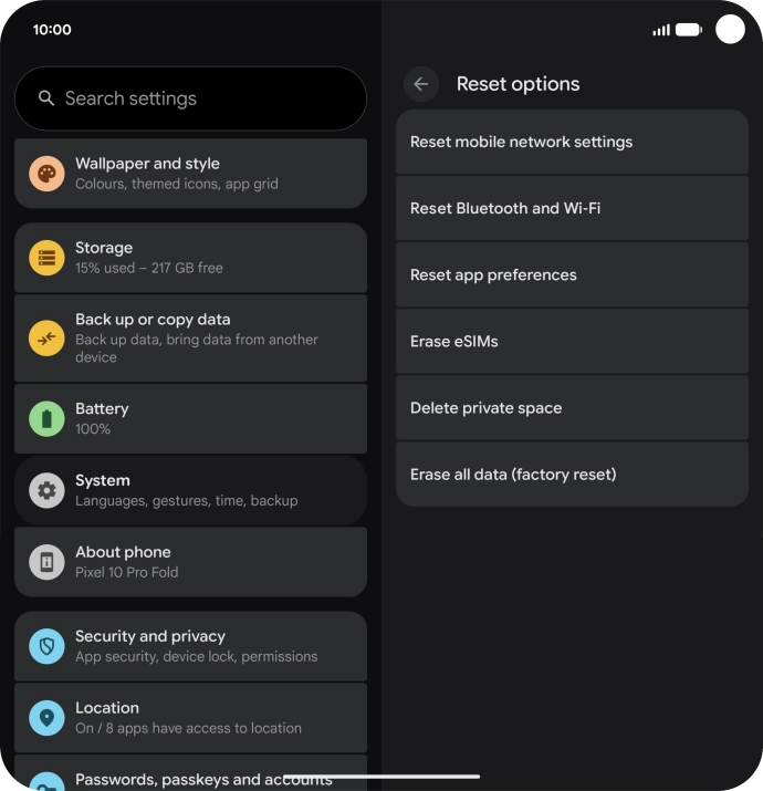 Press Reset mobile network settings. Press Reset mobile network settings.