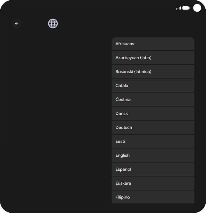 Press the required language. Press the required language.