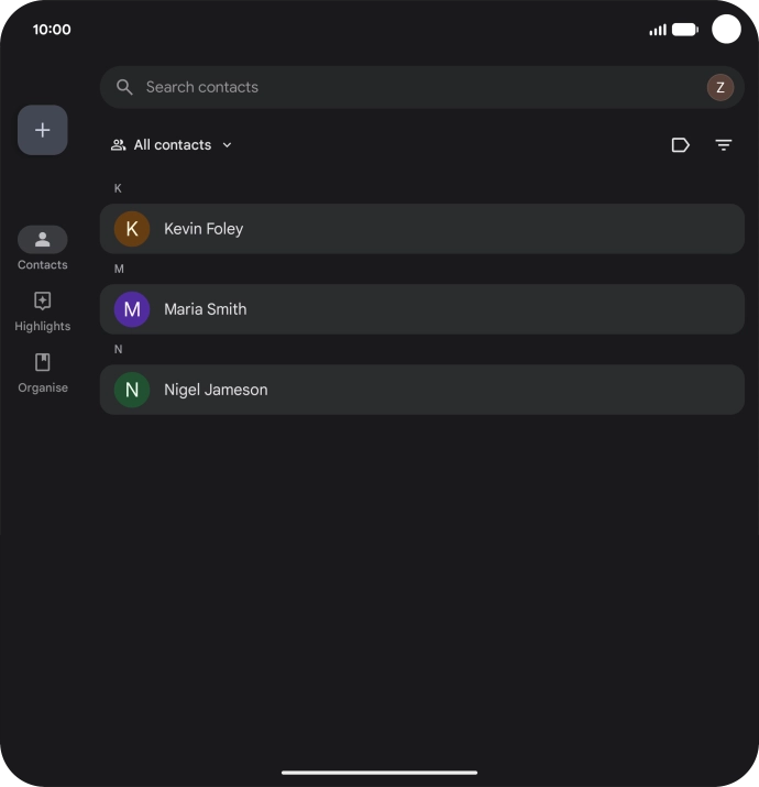 Press the new contact icon. Press the new contact icon.