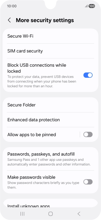 Press SIM card security. Press SIM card security.