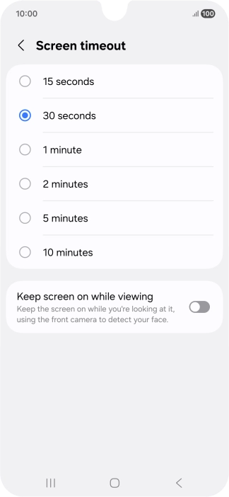 Press the required setting. Press the required setting.