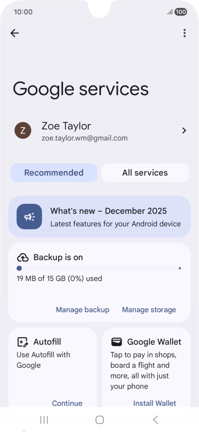 Press Manage backup. Press Manage backup.