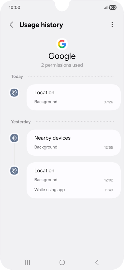 The app activity for the selected app is displayed. The app activity for the selected app is displayed.