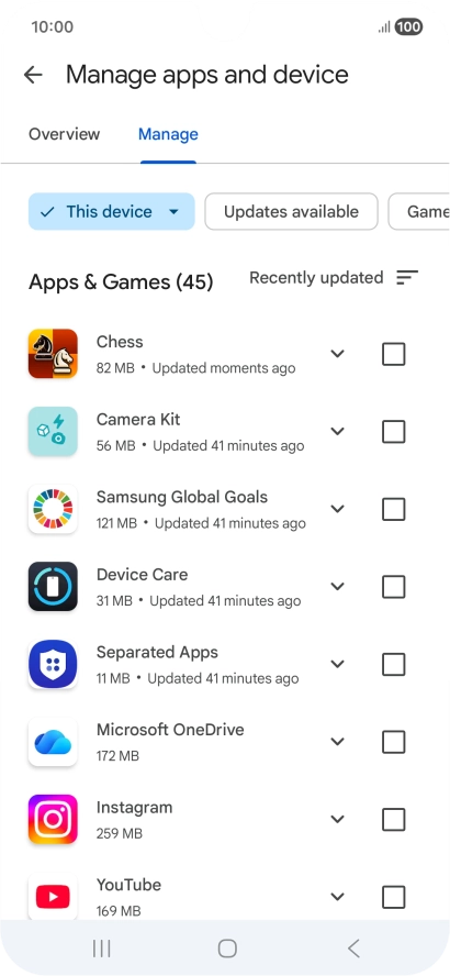 Press the required app. Press the required app.