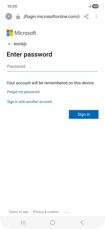 Press Password and key in the password for your email account. Press Password and key in the password for your email account.
