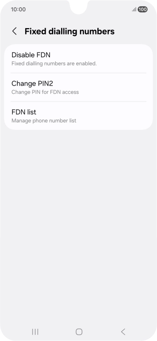 Press Disable FDN. Press Disable FDN.