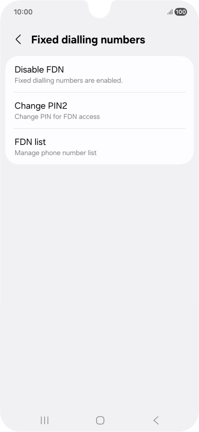 Press Disable FDN. Press Disable FDN.
