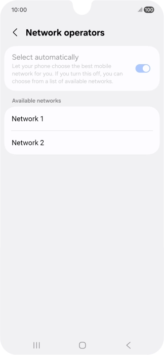 Press the required network. Press the required network.