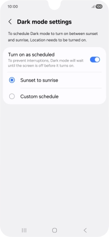 Press the required setting. Press the required setting.