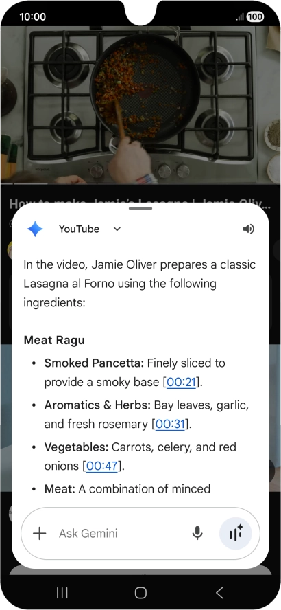 The answer from Gemini to your question is displayed. The answer from Gemini to your question is displayed.