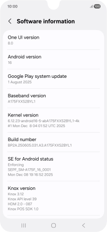 Your phone's software version is displayed below Android version. Your phone's software version is displayed below Android version.