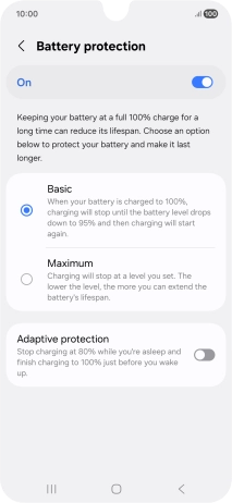Press the required setting. Press the required setting.